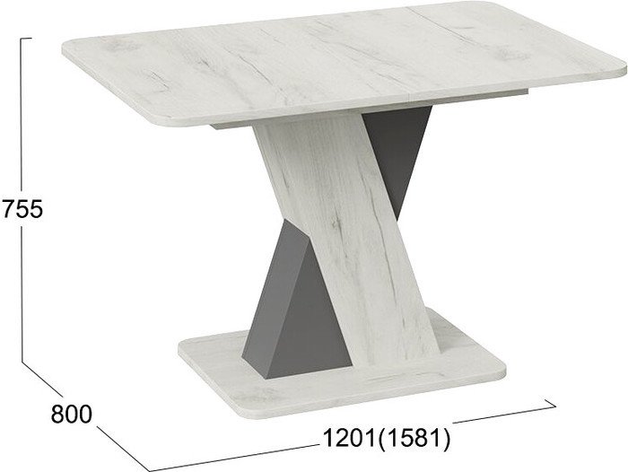 Кухонный стол Трия Люксембург тип 3 (дуб крафт белый/серый) - фото2