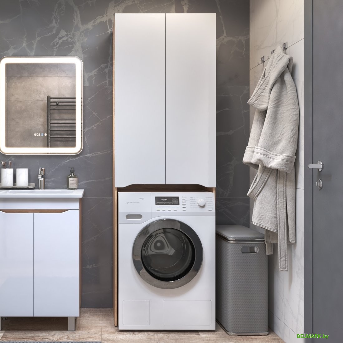 Vigo Шкаф комбинированный Grani 640 под стиральную машину (дуб золотой) - фото2