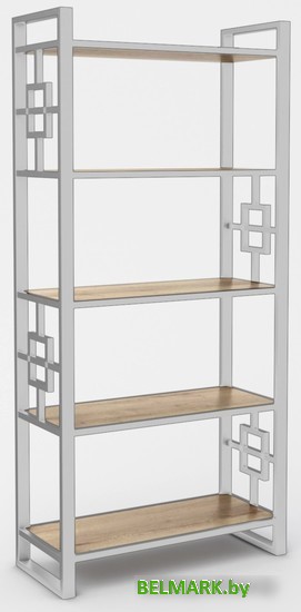 Стеллаж Hype Mebel Квадро 50x200 (белый/дуб галифакс натуральный) - фото