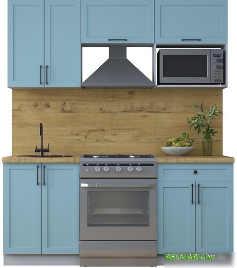 Готовая кухня Интерлиния Тренд 1.8В (океан/океан/дуб бунратти) - фото
