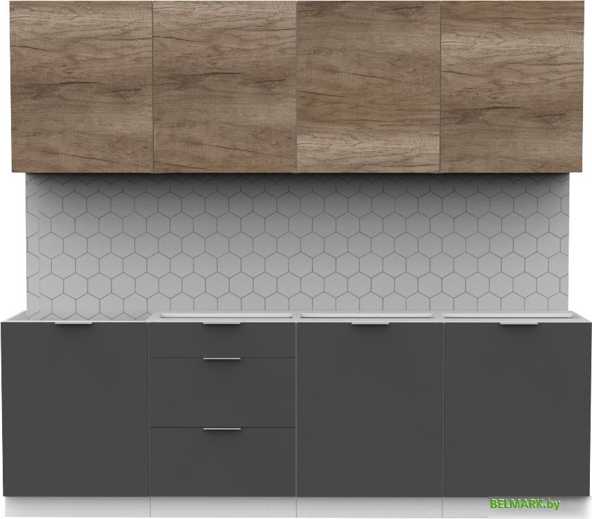 Готовая кухня Интермебель Микс Топ-8 2.4м без столешницы (дуб каньон/графит серый) - фото