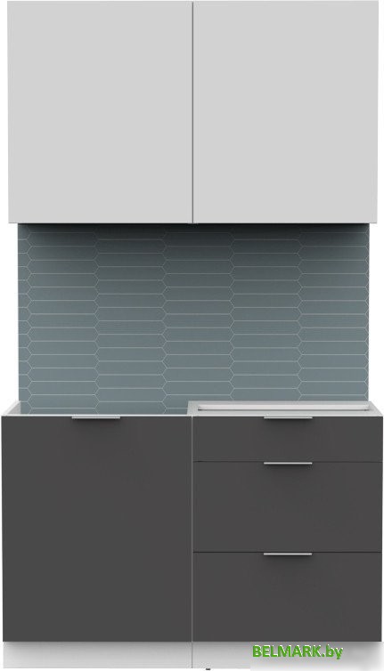 Готовая кухня Интермебель Микс Топ-1 1.2м без столешницы (белый премиум/графит серый) - фото