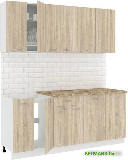 Готовая кухня Кортекс-мебель Корнелия Лира-лайт 1.9м (дуб сонома/мадрид) - фото