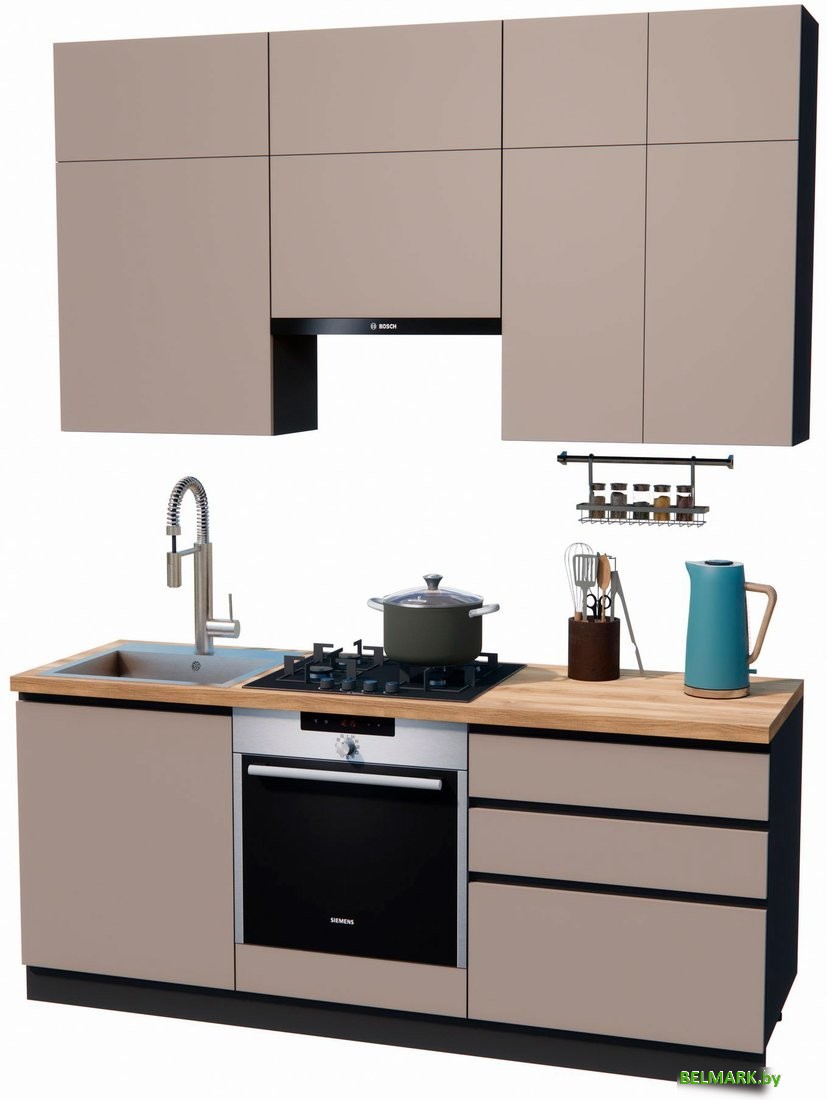 Готовая кухня ВерсоМебель Эко Премиум 1.9 (глиняный серый/ст. дуб вотан) - фото