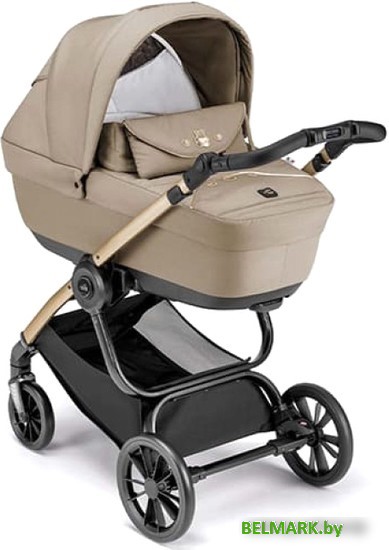Универсальная коляска CAM Posh (2 в 1, бежевый/рама золотой) - фото