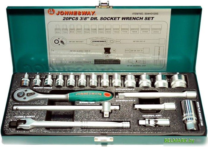 Набор торцевых головок Jonnesway S04H3120S 20 предметов - фото