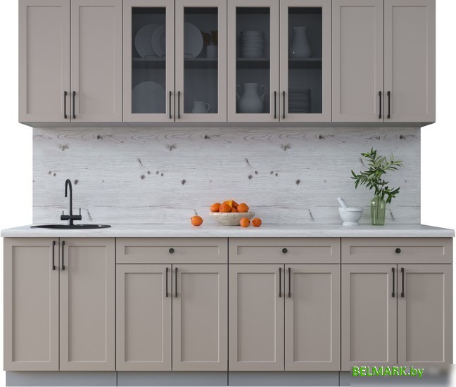 Готовая кухня Интерлиния Тренд 2.4А (луна/луна/бискайская сосна) - фото