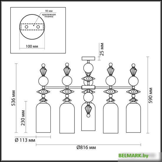 Подвесная люстра Odeon Light Classic 4855/5C - фото2