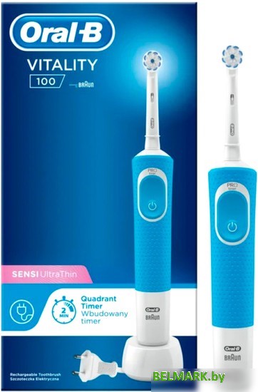 Электрическая зубная щетка Oral-B Vitality 100 Sensi UltraThin D100.413.1 (голубой) - фото