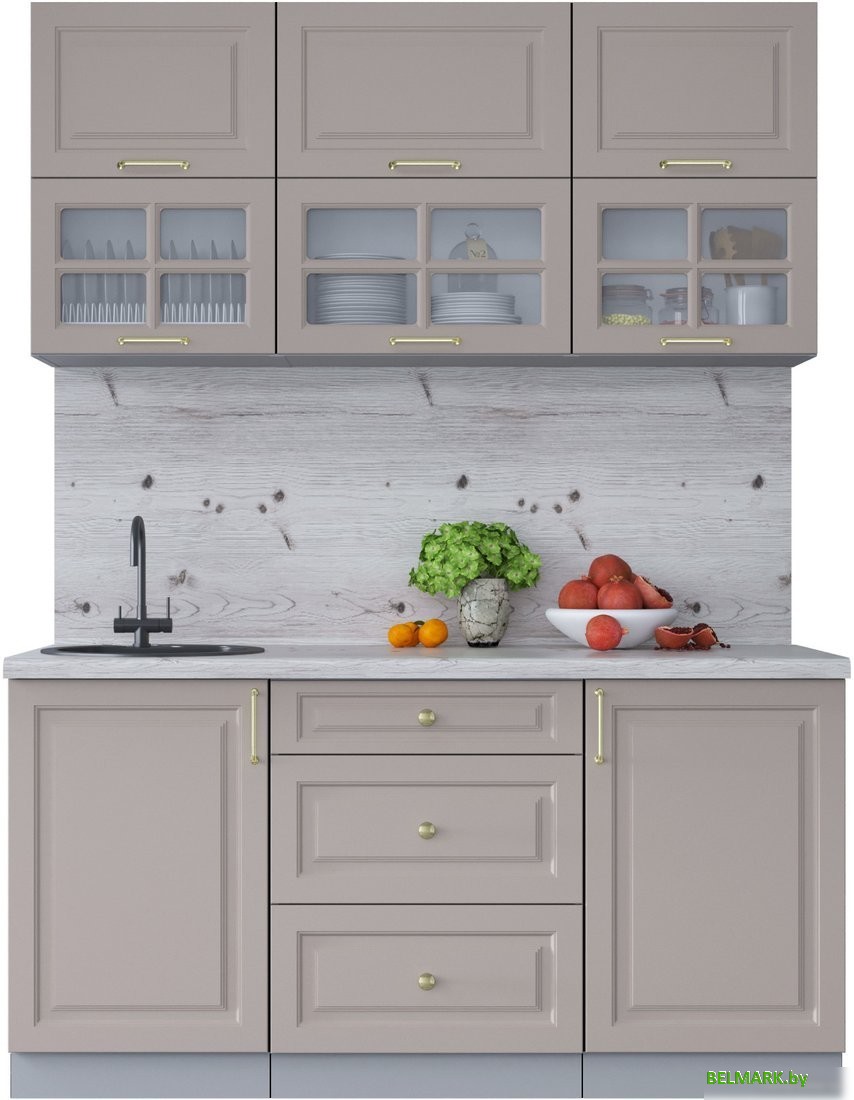 Готовая кухня Интерлиния Мила Шато 1.6Б (луна/луна/бискайская сосна) - фото