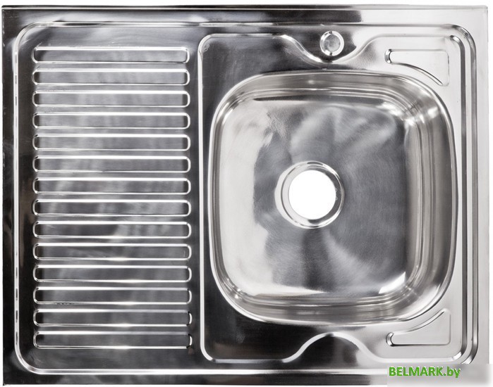 Кухонная мойка AKS Накладная 80x60 правая (полированная) - фото