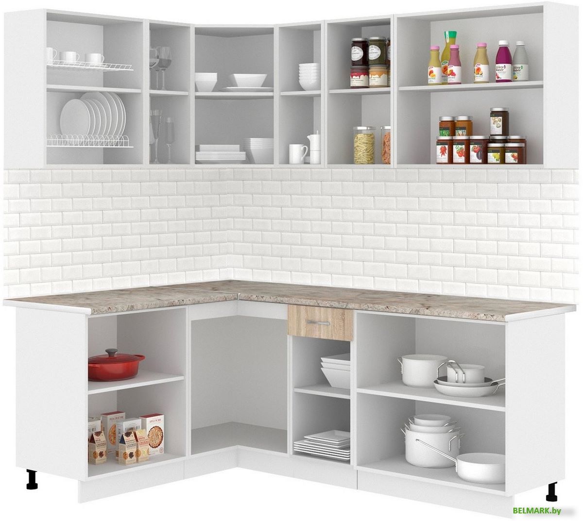 Готовая кухня Кортекс-мебель Корнелия Лира 1.5x2.1 (дуб сонома/марсель) - фото2