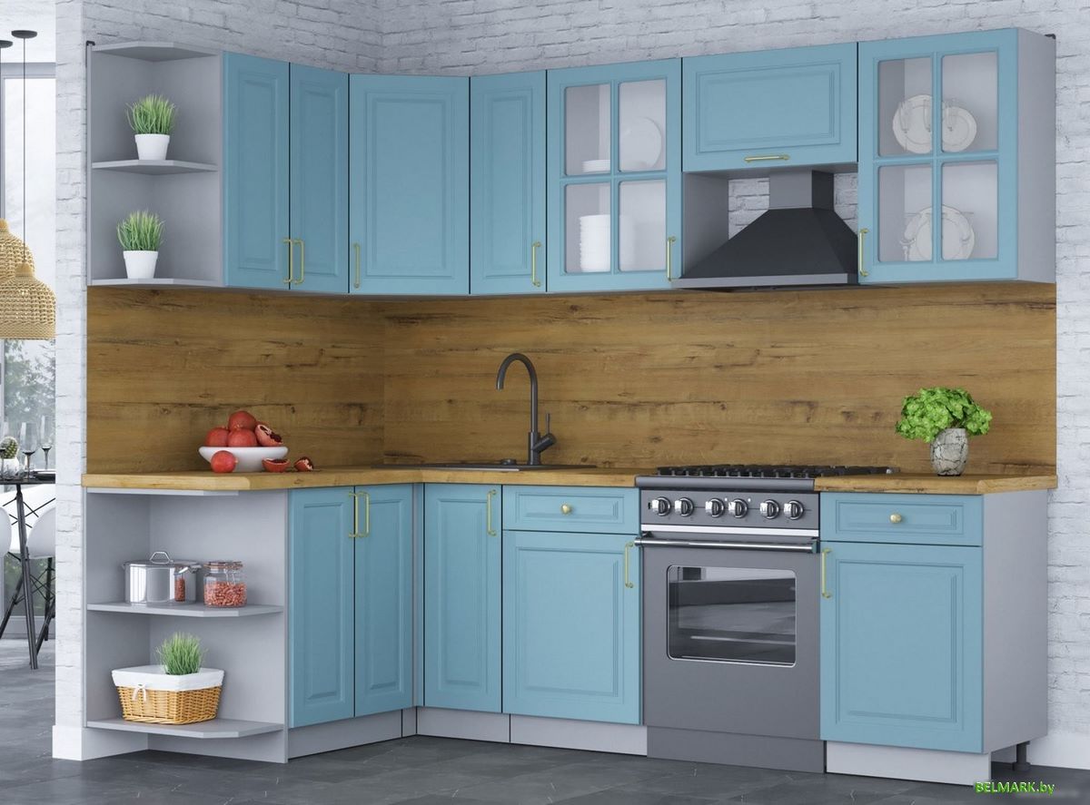 Готовая кухня Интерлиния Мила Шато 1.5x2.5 левая (океан/океан/дуб бунратти) - фото2