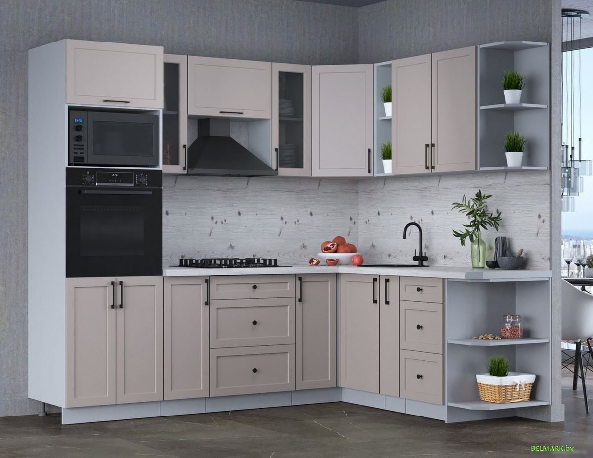 Готовая кухня Интерлиния Тренд 1.88x2.4 ВТ правая (луна/луна/бискайская сосна) - фото2