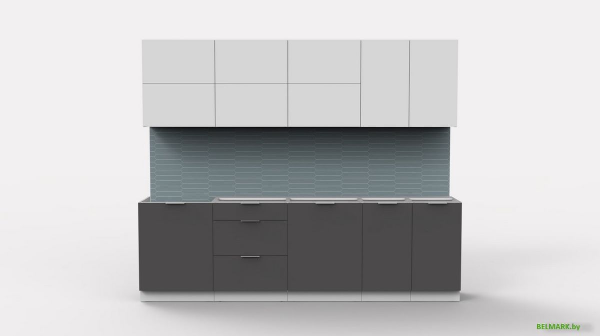 Готовая кухня Интермебель Микс Топ-39 2.6м без столешницы (белый премиум/графит серый) - фото2