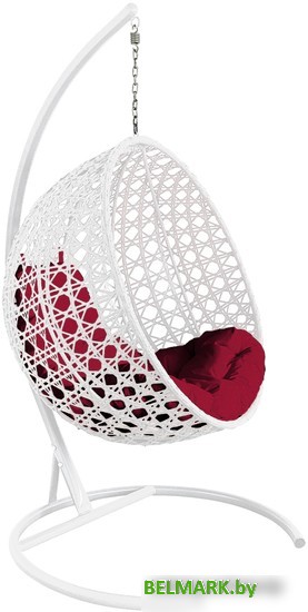 Подвесное кресло M-Group Круг Люкс 11060102 (белый ротанг/бордовая подушка) - фото