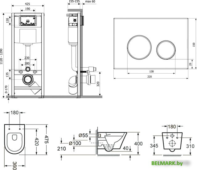 Унитаз Lavinia Boho Relfix Biore Compacto Rimless 7 в 1 75110165 (черный пластик) - фото2