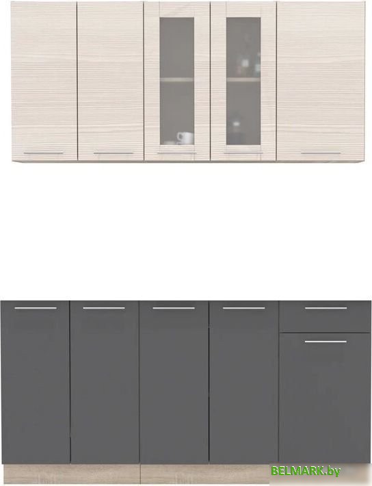 Готовая кухня Интерлиния Мила 16-60 без столешницы (вудлайн кремовый/антрацит) - фото
