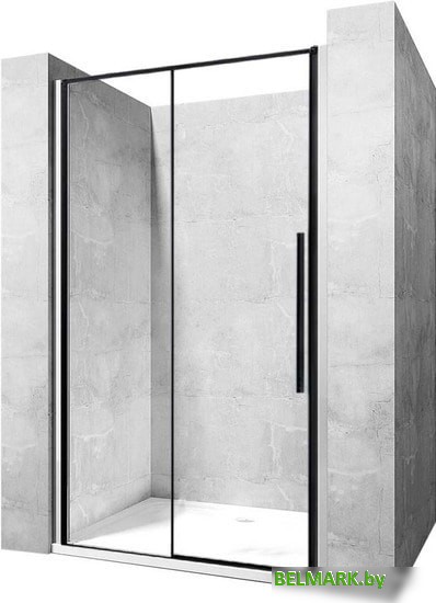 Душевая дверь Rea Solar 140 (черный/прозрачное стекло) - фото