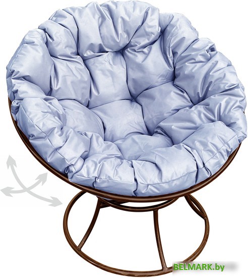 Кресло M-Group Папасан пружинка 12040209 (коричневый/серая подушка) - фото