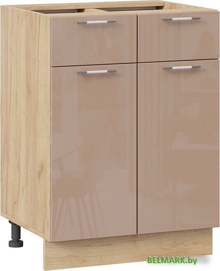 Шкаф напольный Трия Весна 1Н6Я1 (дуб крафт золотой/кофе с молоком) - фото