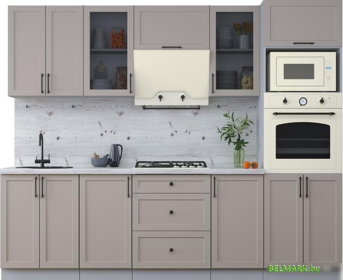 Готовая кухня Интерлиния Тренд 2.6В (луна/луна/бискайская сосна) - фото