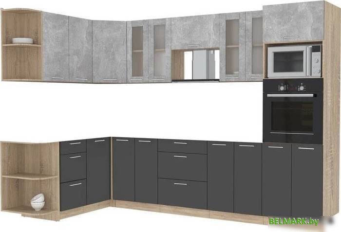 Готовая кухня Интерлиния Мила 1.68x3.0 левая без столешницы (бетон/антрацит) - фото