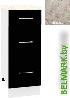 Шкаф напольный Кортекс-мебель Корнелия Лира НШ30р3ш (черный/марсель) - фото
