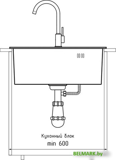 Кухонная мойка GranFest Metal нержавеющая сталь AISI 304 PVD GF-5045 Графит (с сифоном) - фото2