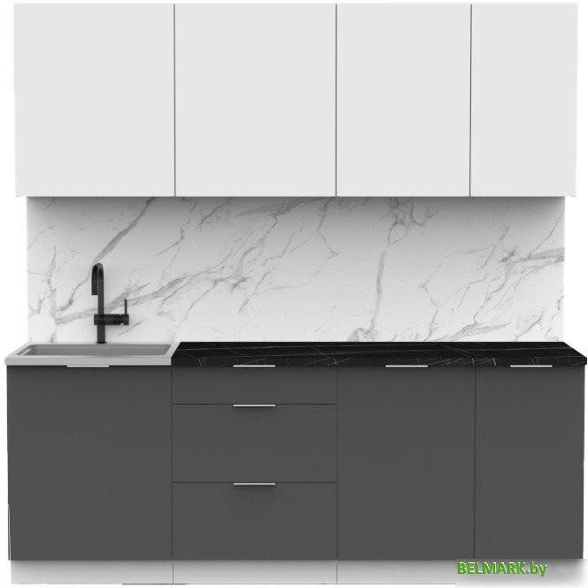 Готовая кухня Интермебель Микс Топ-6 2.1м (белый премиум/графит серый/тунис) - фото