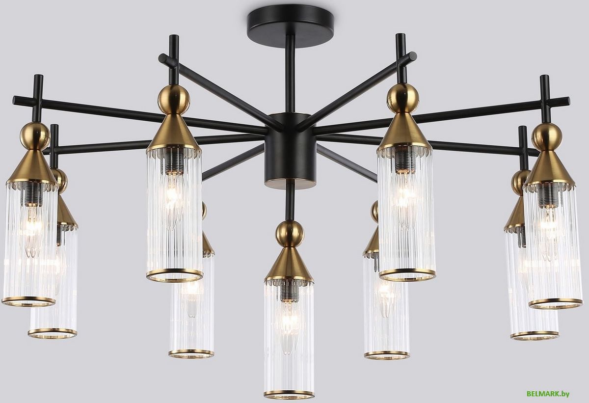 Подвесная люстра Ambrella LH55258/9 BK/BS/CL (черный/латунь/прозрачный) - фото