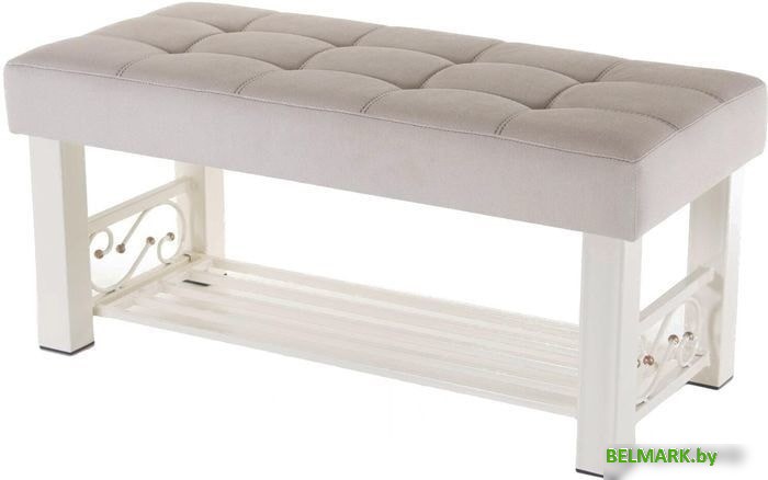 Банкетка AMC Lux 5 с полкой ткань бежевый/бежевый/бежевый 5.2Б100333 - фото