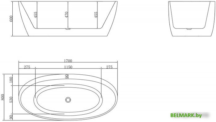 Ванна BelBagno BB404 170x80 - фото2
