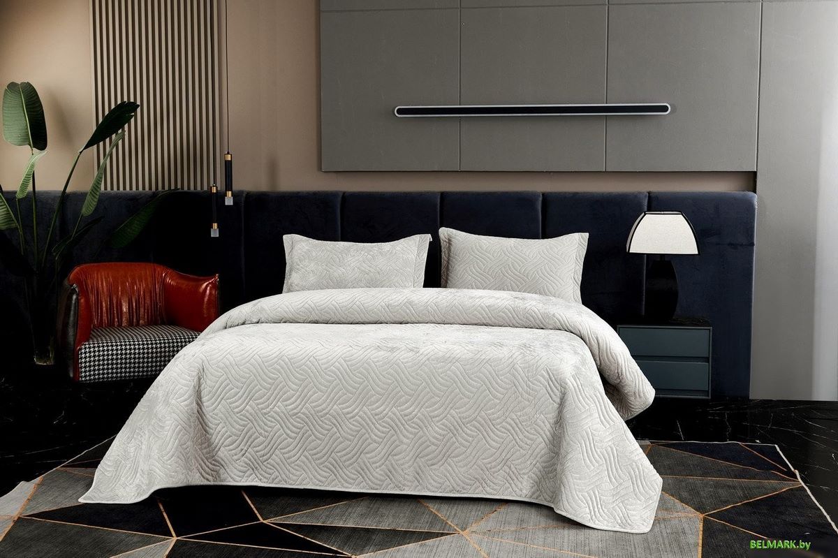 Набор текстиля для спальни Sofi De MarkO Деварта 160x220 Пок-Дв-160x220свс (светло-серый) - фото2