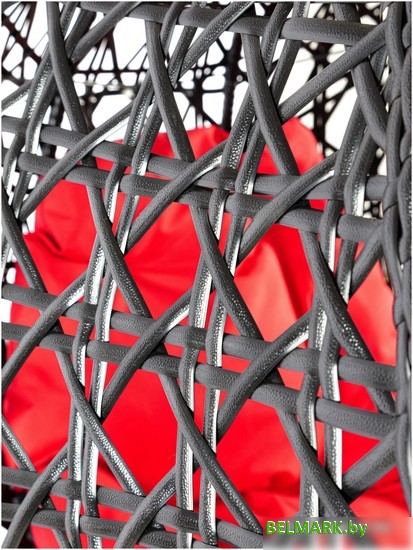 Подвесное кресло M-Group Для двоих Люкс 11510406 (черный ротанг/красная подушка) - фото2