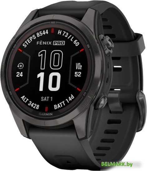 Умные часы Garmin Fenix 7S Pro Sapphire Solar (карбоново-серый титан/черный) - фото