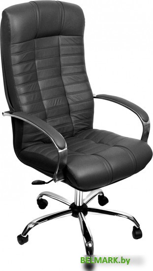 Офисное кресло Деловая обстановка Атлант Хром СХН кожа (черный) - фото