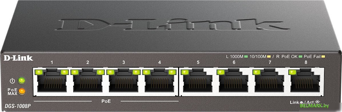 Неуправляемый коммутатор D-Link DGS-1008P/F3A - фото