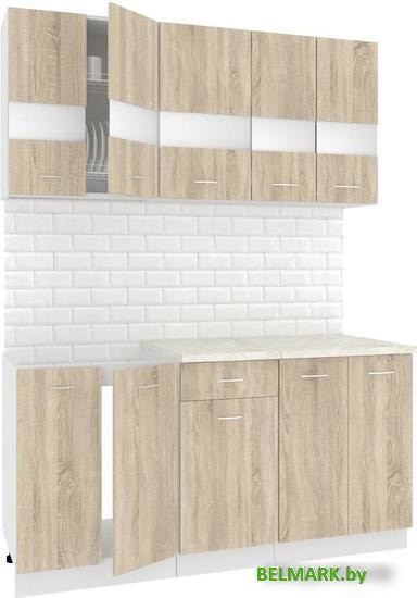 Кухня Кортекс-мебель Корнелия Экстра 1.6м (дуб сонома/королевский опал) - фото