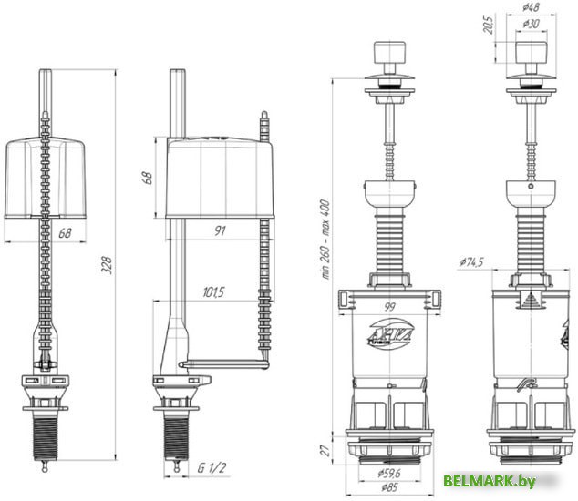 Комплект арматуры Ани Пласт WC4550M - фото2