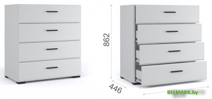 Комод Империал Йорк 4ящ (белый жемчуг-белый глянец) - фото