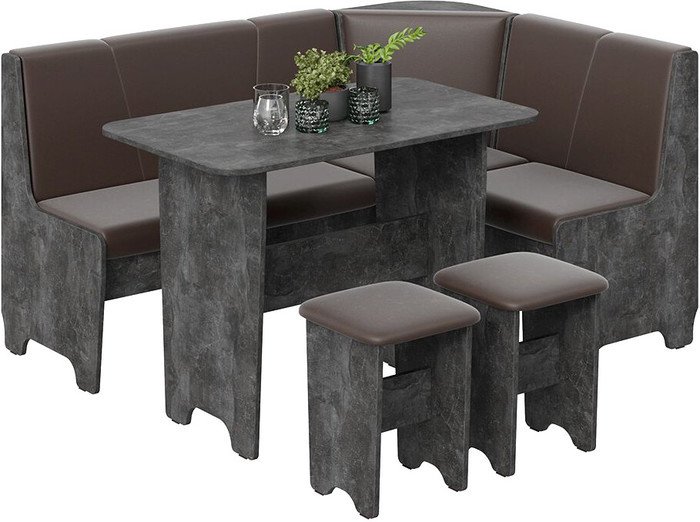 Обеденная группа Трия Техас исп. 1 (ателье темный/экокожа коричневый) - фото