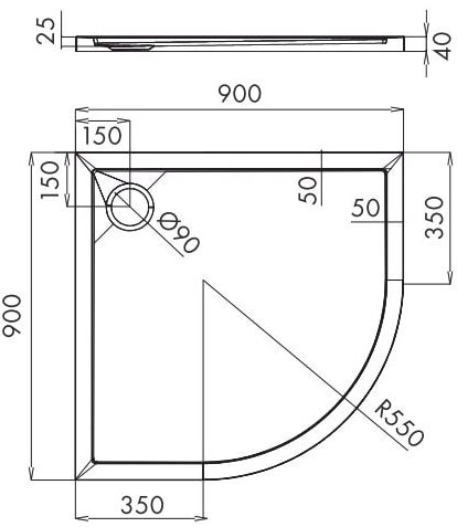 Душевой поддон Omnires Merton 90x90 O - фото2