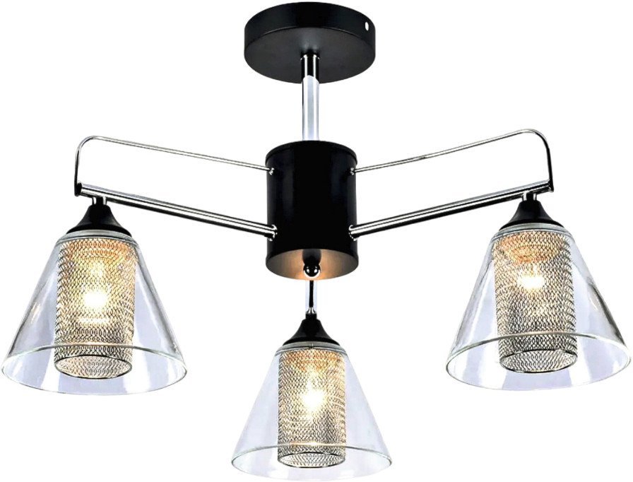 Люстра средней высоты Aitin Pro НПБ 02-3x60-105 DA5119C/3 (черный/хром) - фото