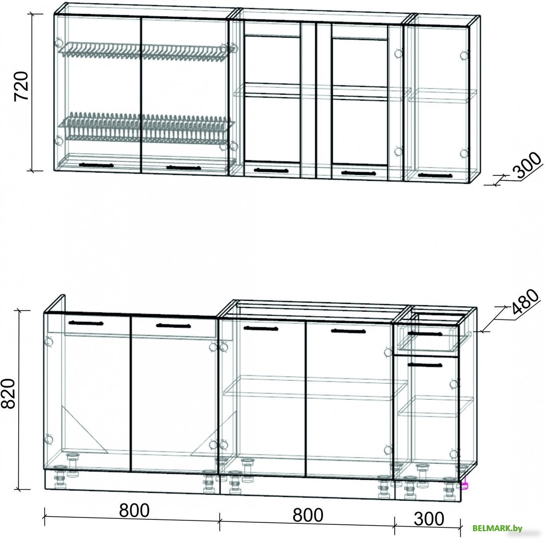 Готовая кухня Интерлиния Мила 19 без столешницы (белый платинум/дуб золотой) - фото2