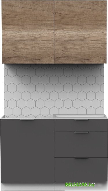 Готовая кухня Интермебель Микс Топ-31 1.2м без столешницы (дуб каньон/графит серый) - фото