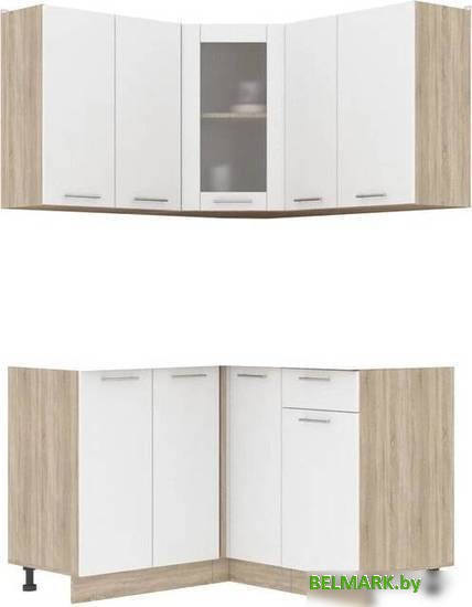 Готовая кухня Интерлиния Мила 12x13 без столешницы (белый платинум) - фото