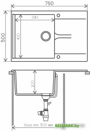 Кухонная мойка Polygran Gals 760 (песочный 302) - фото2