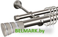 Карниз для штор АС ФОРОС Grace D25Г/16Г + наконечники Пегас хром (3м, сатин) - фото