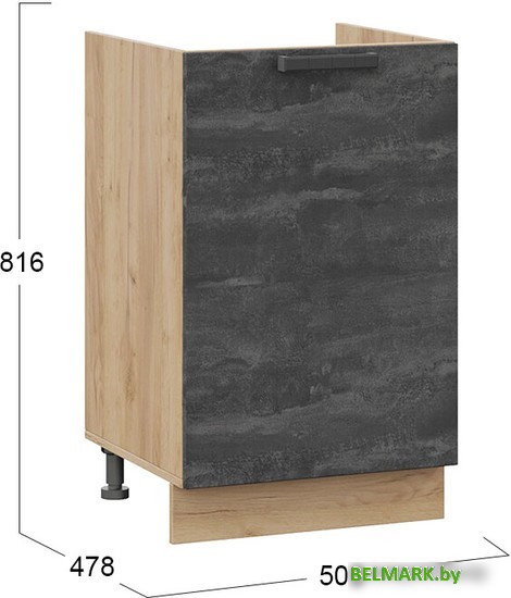 Шкаф напольный Трия Детройт 1Н5М (дуб крафт золотой/угольный камень) - фото2